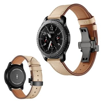 Samsung Gear S3 / S3 Frontier klockarmband i äkta läder - Svart / Beige