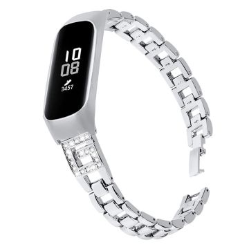 Samsung Galaxy Fit e klockarmband med rhombusdekor - Silver