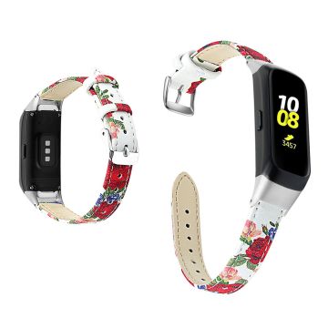 Samsung Galaxy Fit genuine leather watch band - Colorful Flower