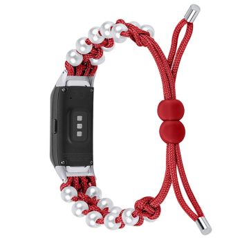 Samsung Galaxy Fit klockarmband i nylon med pärldekor - Röd