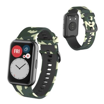 Camouflage pattern silicone watch band for Huawei Watch Fit - Green