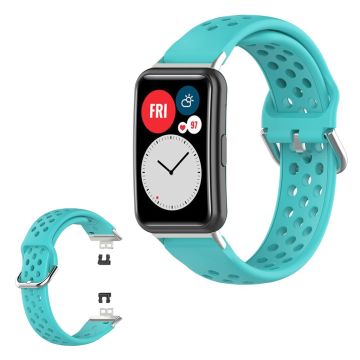 Huawei Watch Fit hole etched silicone watch band - Cyan