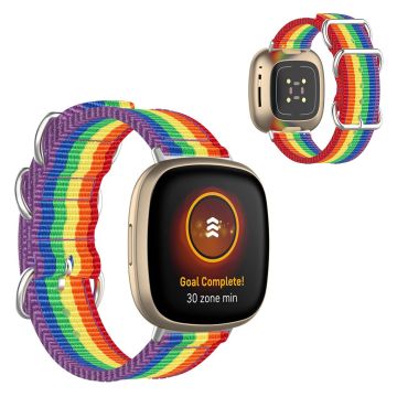 Fitbit Sense / Versa 3 nylon klockarmband - Rainbow color