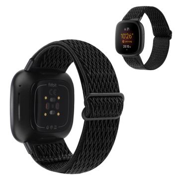 Fitbit Sense / Versa 3 nylon wave pattern watch strap - Black