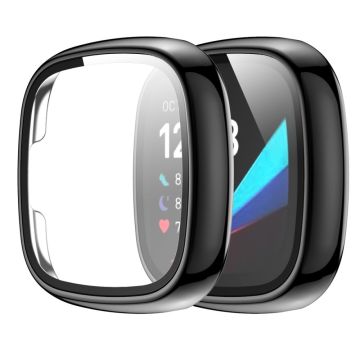 Fitbit Sense / Versa 3 electroplating cover with tempered glass - Black