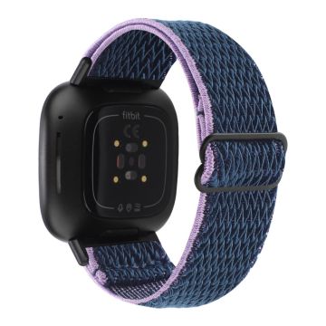 Fitbit Sense 2 / Versa 4 klockarmband i elastisk nylon - Midnattsblå