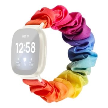 Fitbit Sense 2 / Versa 4 elastic fabric pattern watch strap - Rainbow