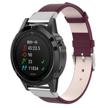 Garmin Fenix 5 / Forerunner 935 / Quatix 5 / Approach S60 klockband av läder - Vinröd