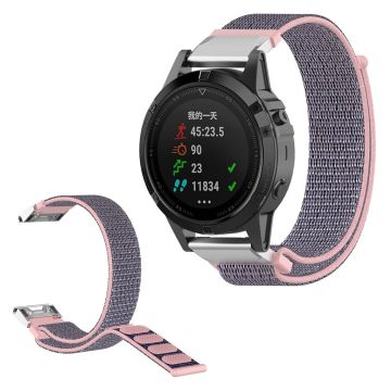 Garmin Fenix 6 / Fenix 5 klockarmband med nylonögla - Rosa / Blå