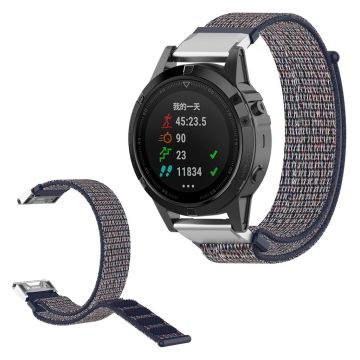 Garmin Fenix 6 / Fenix 5 klockarmband med nylonögla - Marinblå