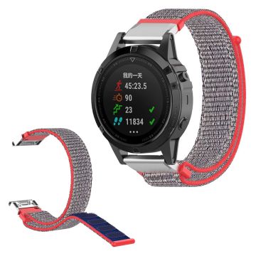 Garmin Fenix 6 / Fenix 5 klockarmband med nylonögla - Röd / Blå