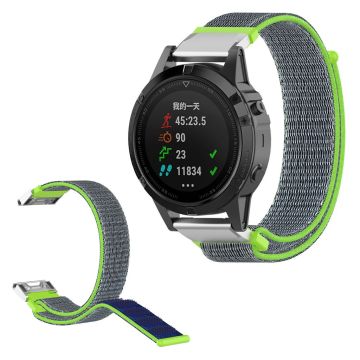 Garmin Fenix 6 / Fenix 5 klockarmband med nylonögla - Grön / Blå