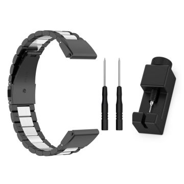 Garmin Fenix 6X / 5X / 3 rostfritt stål klockarmband - svart / silver