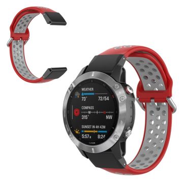 Bi-color Watch band for Garmin Fenix watch - Red / Grey