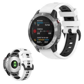 Bi-color silicone watch band for Garmin Fenix 6 / 5 - White / Black