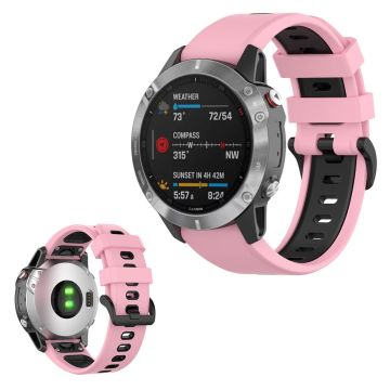 Bi-color silicone watch band for Garmin Fenix 6 / 5 - Pink / Black