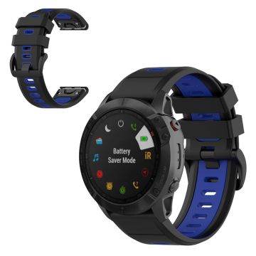 Garmin Fenix 6X / 5X bi-color silicone watch band - Black / Blue