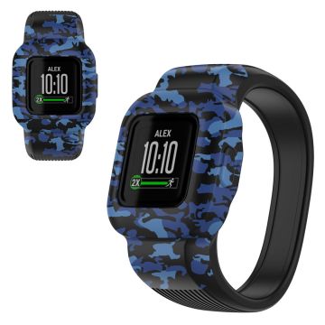 Garmin Vivofit Jr 3 pattern silicone watch strap - Camouflage Blue / Size: S