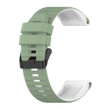 22 mm dubbelfärgat silikonarmband för Garmin-klocka - Grönt Från Tallbarr / Vit