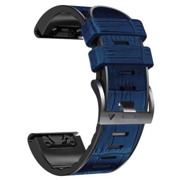 22mm Crocodile texture leather watch strap for Garmin watch - Midnight Blue