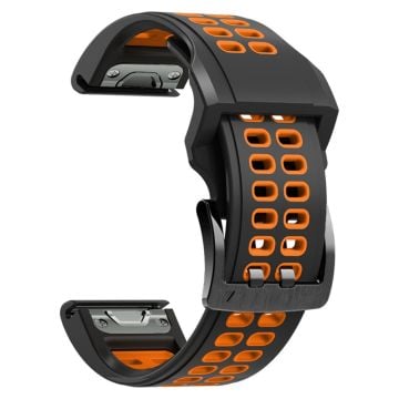 Garmin Fenix 7 / 6 / 5 klockarmband i silikon - Svart / Orange