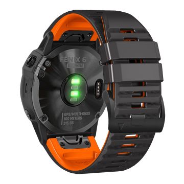 22 mm klockarmband i silikon för Garmin- och Corosklockor - Svart / Orange