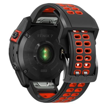 Garmin Fenix 7X / 6X / 5X klockarmband i silikon - Svart / Röd