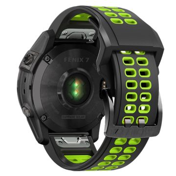 Garmin Fenix 7X / 6X / 5X klockarmband i silikon - Svart / Grön