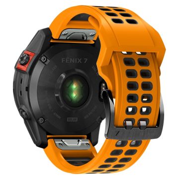 Garmin Fenix 7X klockarmband i silikon med dubbla färger - Orange / Svart