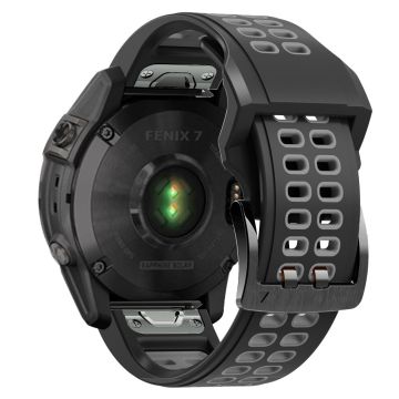 Garmin Fenix 7X klockarmband i silikon med dubbla färger - Svart / Grå