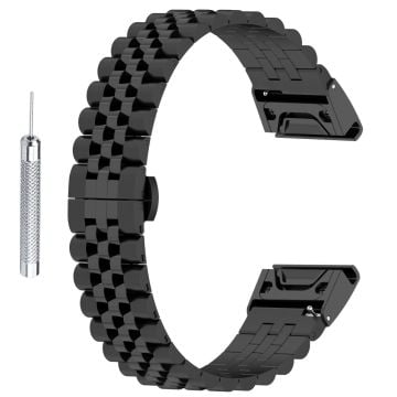 Garmin Fenix 7X / 6X / 6X Pro / 5X / 5X Plus rem i rostfritt stål med verktyg - Svart