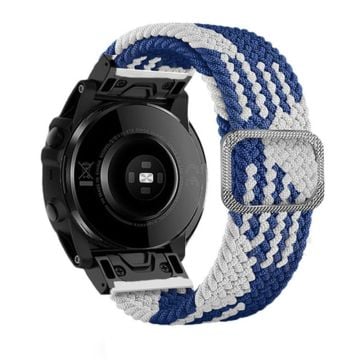 22mm nylon strap for Garmin watch with buckle - Blue / White