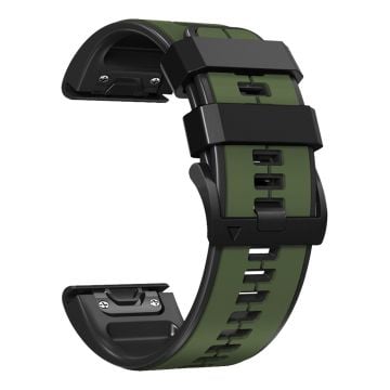 26mm dual color silicone watch strap for Garmin and Coros watch - Army Green / Black