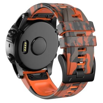 26 mm kamouflagemönstrat klockarmband i silikon för Garmin-klocka - Kamouflage Orange