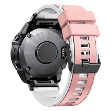 Tvåfärgat klockarmband i silikon för Garmin Watch - Rosa / Vit