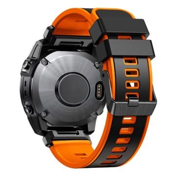 Dual-color silicone watch strap for Garmin Watch - Black / Orange