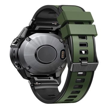 Tvåfärgat klockarmband i silikon för Garmin Watch - Militärgrön / Svart