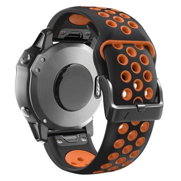 26mm dual color silicone strap for Garmin and Coros watch - Black / Orange