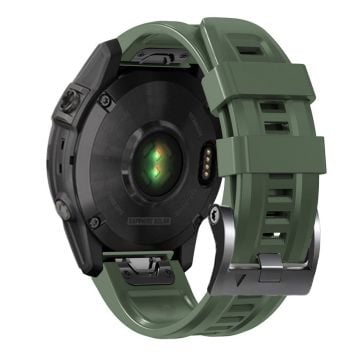 26 mm silikonarmband för Garmin-klocka med svart spänne - Militärgrön