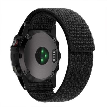 26 mm nylonarmband med sömmar för Garmin-klocka - Svart