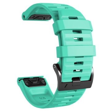 26 mm silikonarmband med enkel rand och svart spänne för Garmin-klocka - Teal Grön