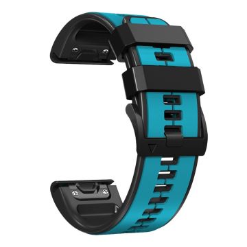 22mm dual color silicone watch strap for Garmin and Coros watch - Sky Blue / Black