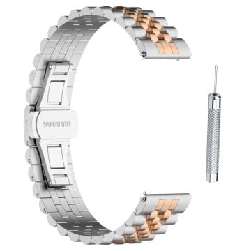 Garmin Forerunner 265S / 255S / Venu 2S / Vivoactive 4S armband i rostfritt stål - Silver / Roséguld