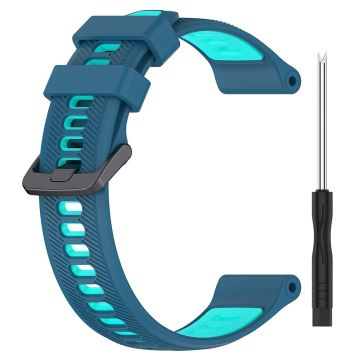 22 mm Garmin / Coros / Amazfit silikonrem i dubbla färger - Blå / Teal Grön