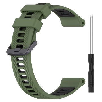 22mm Garmin / Coros / Amazfit dual color silicone strap - Army Green / Black