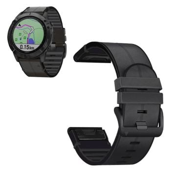 26mm leather + silicone watch band for Garmin watch - Black