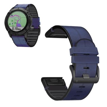 26mm leather + silicone watch band for Garmin watch - Midnight Blue