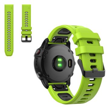 Dual color silicoone watch band for Garmin watch - Lime / Black