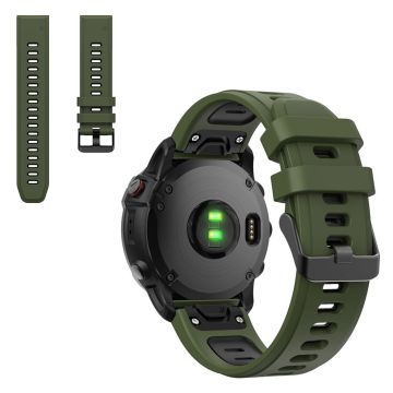 Dual color silicoone watch band for Garmin watch - Army Green / Black