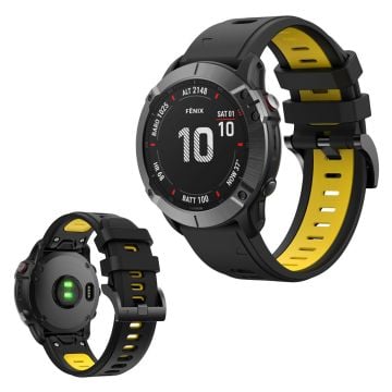 Bi-color silicone watch band for Garmin device - Black / Yellow